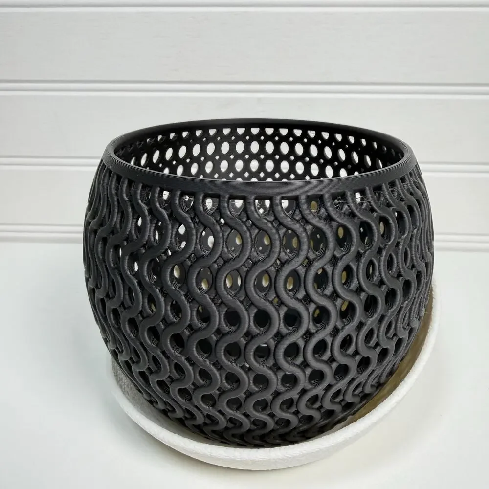 The Echo Orchid Planter, Indoor Tabletop Orchid Pot, Wavy Geometric Design